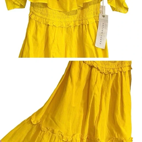 NWT HAPPY X NATURE Kate Hudson off the shoulder Dress sz.small(L-Junior) - Picture 3 of 9